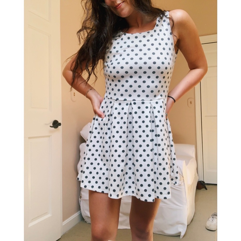 White and Black Polka Dot Sundress